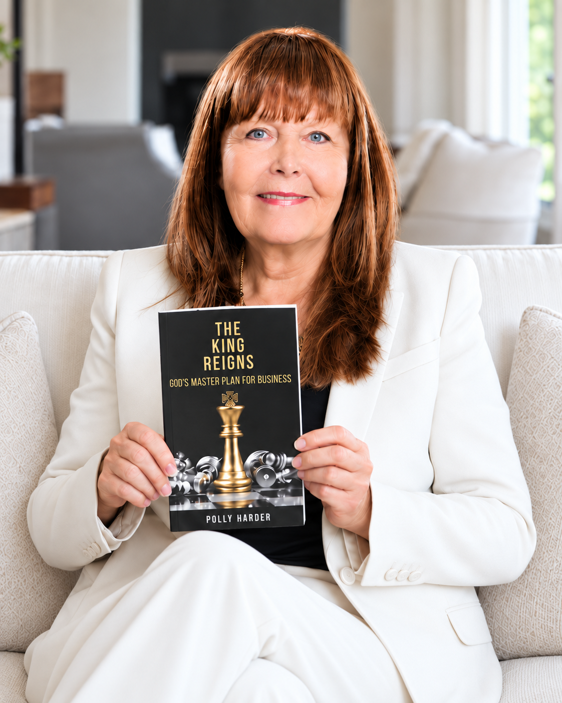 Polly Harder holding The King Reigns